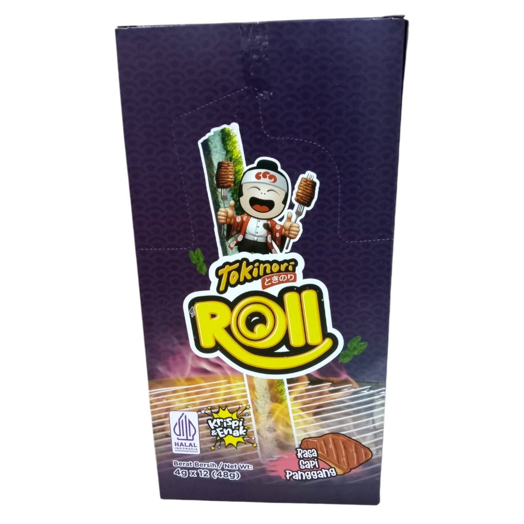 

Rumput laut seaweed nori snack crispy Tokinori Roll rasa sapi panggang (Box)