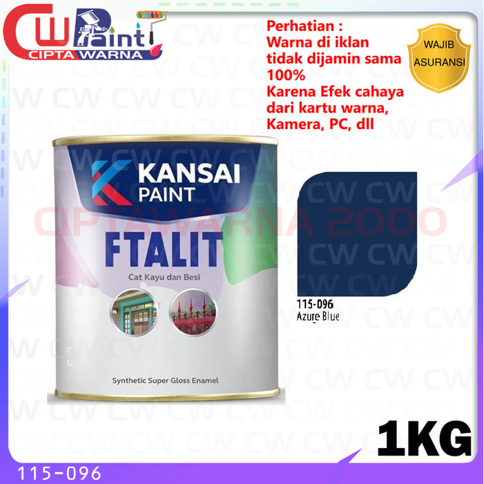 FTALIT Cat Minyak Pelapis Besi Kayu Kansai 115 - 096 Azure Blue Biru KF-096 1 Kg