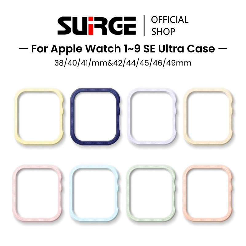 SUIRGE Apple Watch Series 7 6 5 SE 1 2 3 4 Untuk iWatch 45 42 44 38 41 40mm Case Silicon