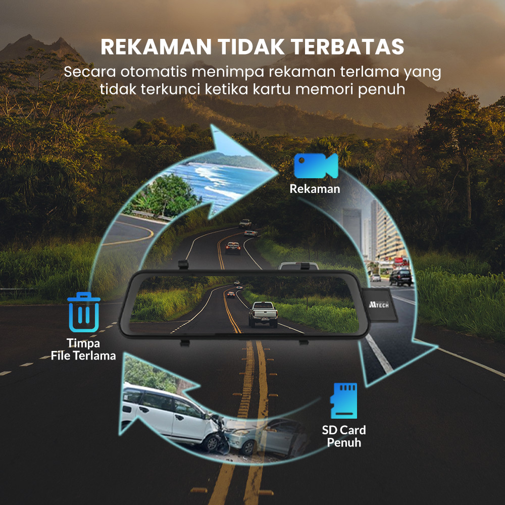 hot deals mobiletech dashcam mobil 3 kamera treca wifi 1080p triple lens camera layar sentuh