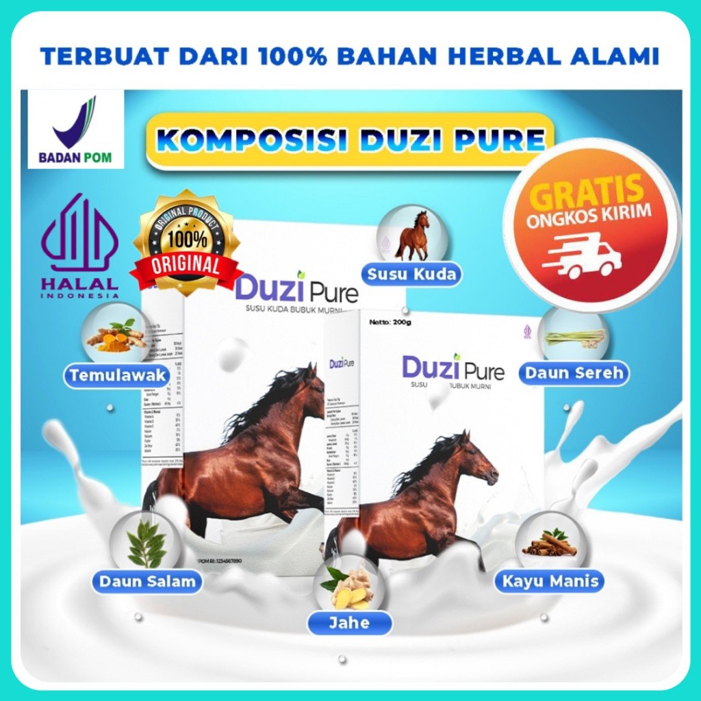 

Duzi Pure Susu Kuda Liar Lombok Murni 100% Original, iSI 2 bOX