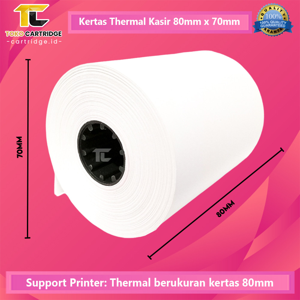 

Kertas Thermal Kasir 80x80mm 80x70mm Continous Paper Roll Kertas Struk 80x70mm 80x80mm