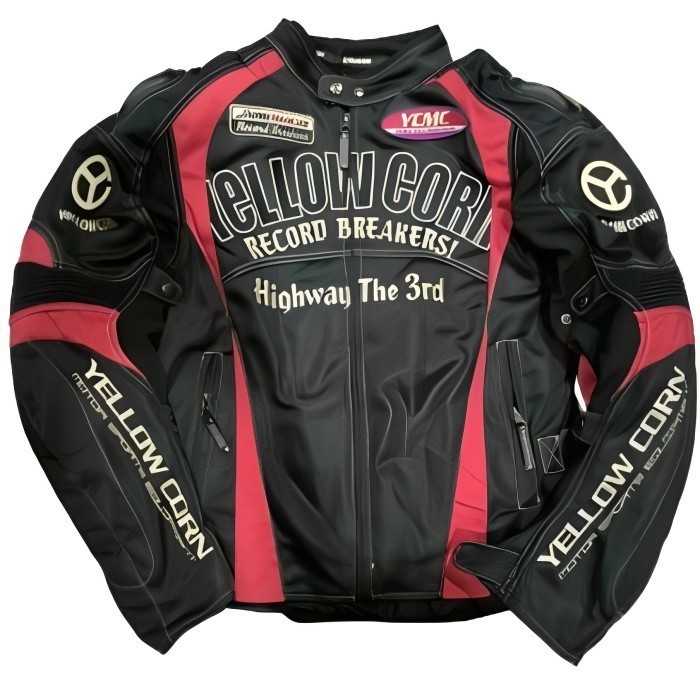 Jaket Motor - Yellow Corn YM 4111 Black Red Original