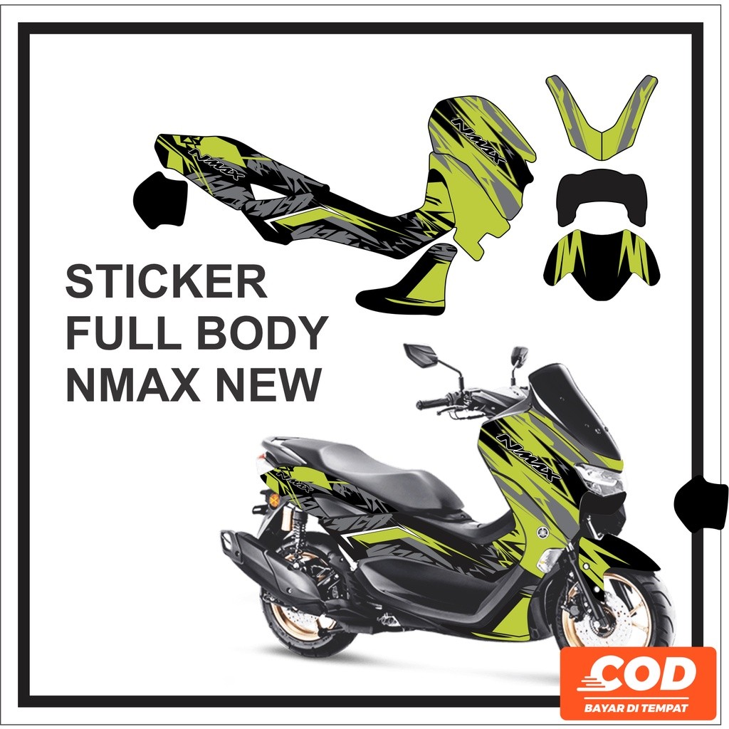 Stiker Decal NMAX 2022 2021 NEW Striping Motor NMAX Full Body Baru Motif Garis Hitam dan Hijau