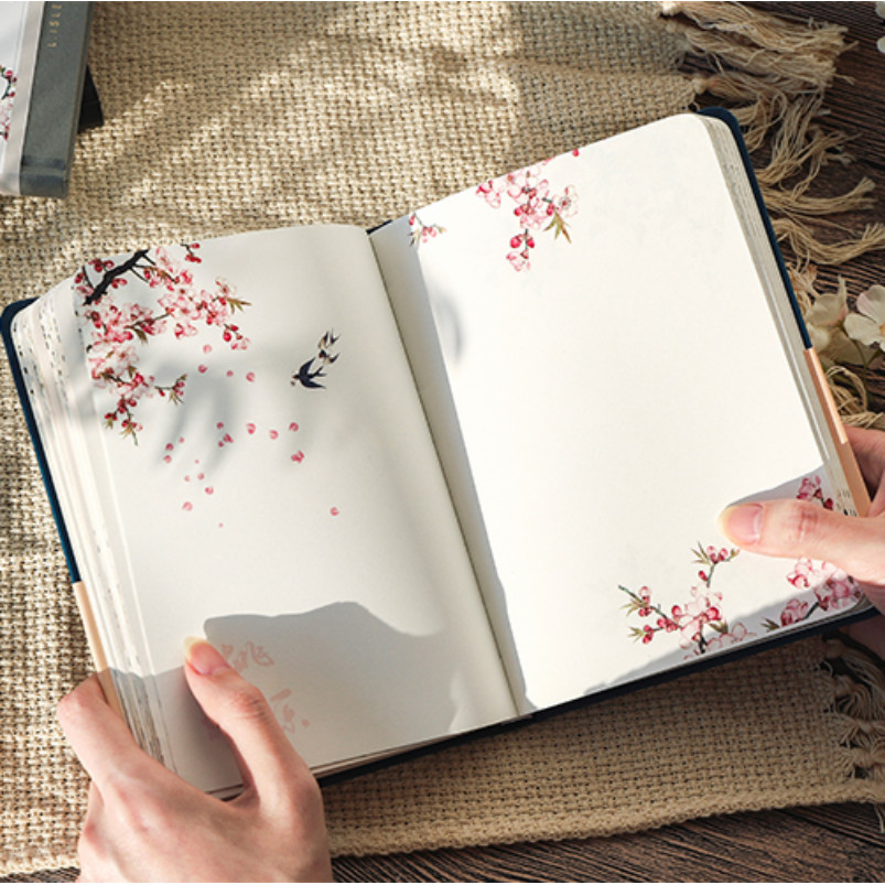 

Color Inside Page Notebook Chinese Style Creative Hardcover Diary Books Weekly Planner Handbook Scrapbook Beautiful Diary Gift