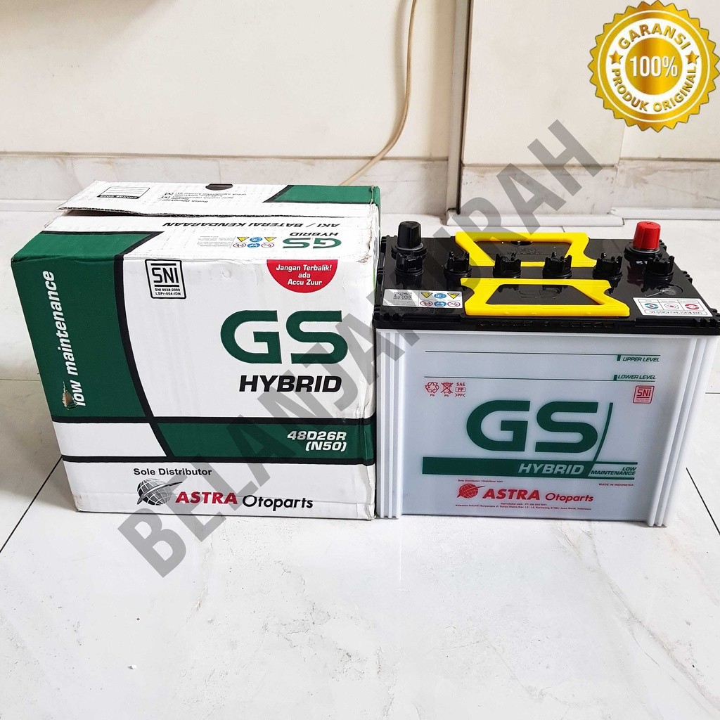 Aki mobil N50 Hybrid / 48D26R 50 Ah 12v GS Astra Hybrid 100% ASLI ASTRA