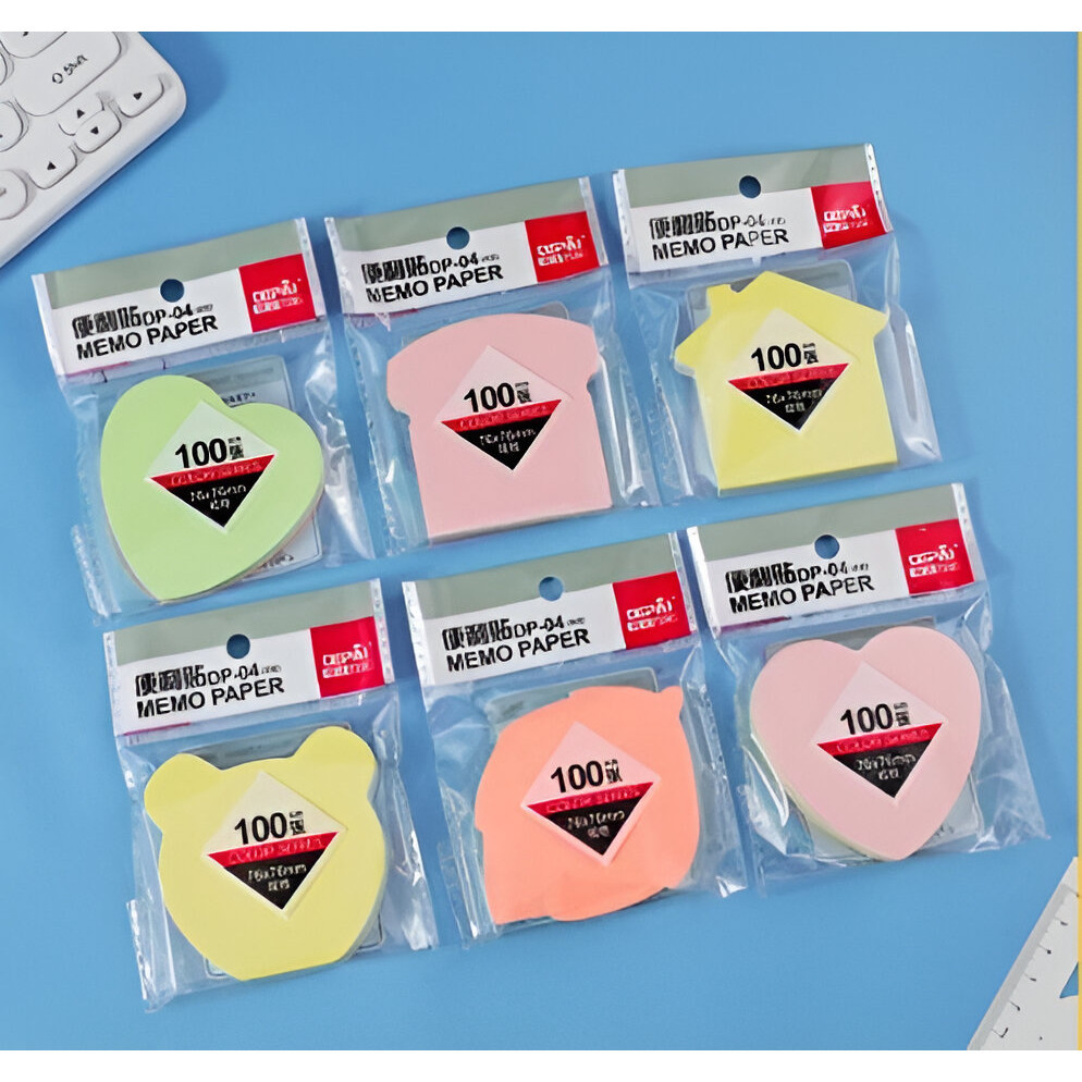 

100 Lembar Bentuk Shapes Random Color Sticky Note Memo Label Sticker Bookmark Warna-warni - OS0377