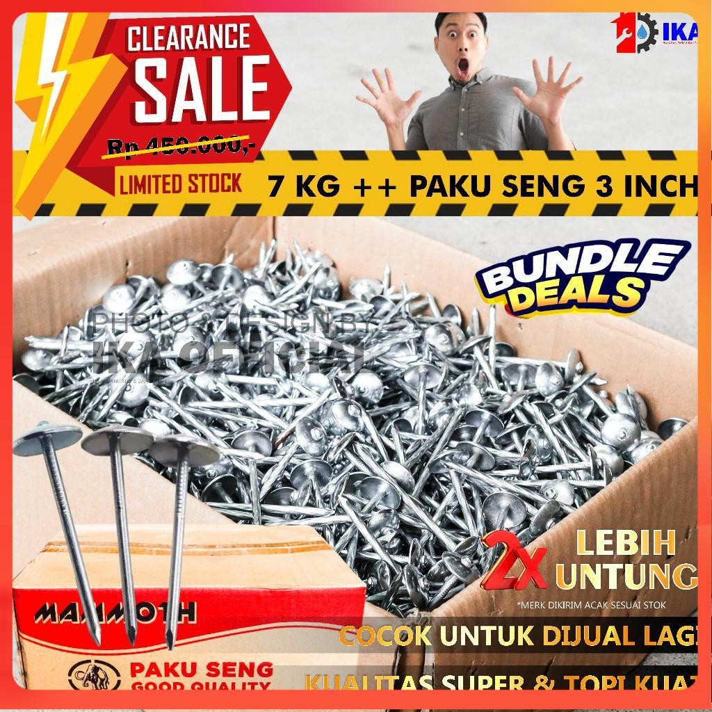 PAKU PAYUNG Paku Seng Ulir 3 inch Curah 3 INCH / 7 CM  / PAKU SENG / PAKU ASBES CURAH 7,5 KG - 8 KG 