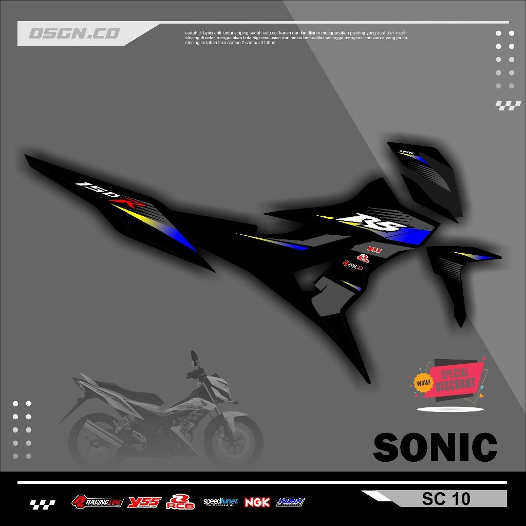 Striping Variasi Honda Sonic 150R / Sticker Honda Sonic variasi motif simple keren kode 10