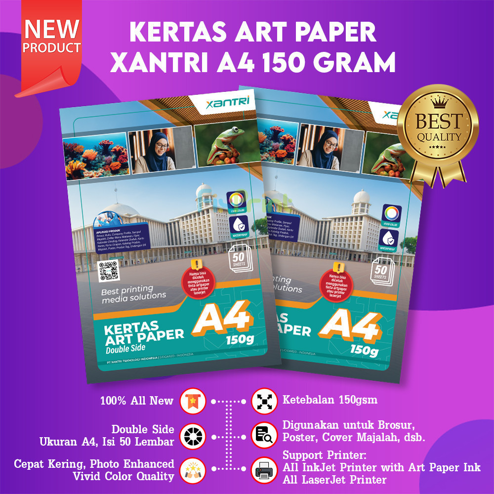 

FixPrint Kertas Art Paper A4 150gsm isi 50 Lembar Photo Paper 150 Gram 50 Sheet Kertas Art Karton Cartoon Carton