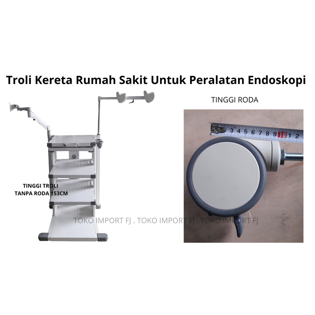 Trolley ECG EKG Komputer Monitor Pasien Rumah Sakit Troli Kereta Endoskop