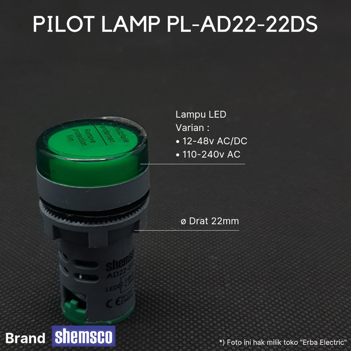 MU99 Pilot Lamp GREEN 22mm 12-48v Indicator Lamp 12v 24v 48v PLAD