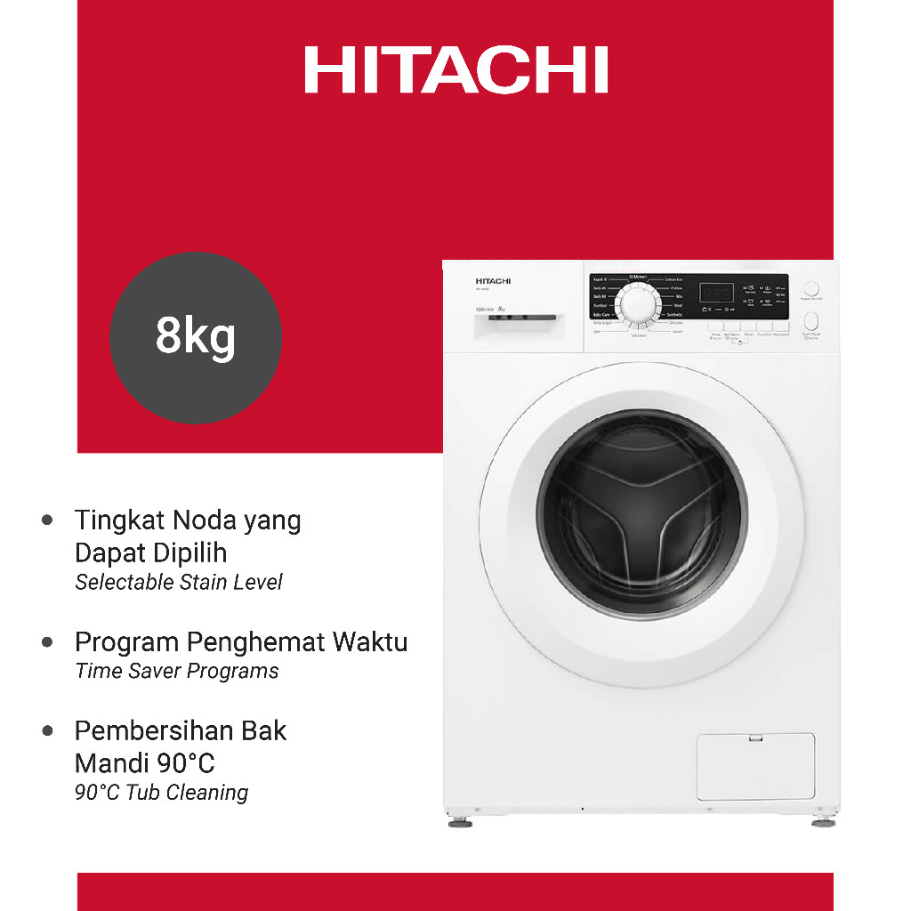 MESIN CUCI HITACHI BD80CE MESIN CUCI FRONT LOADING HITACHI 8 KG BD-80CE