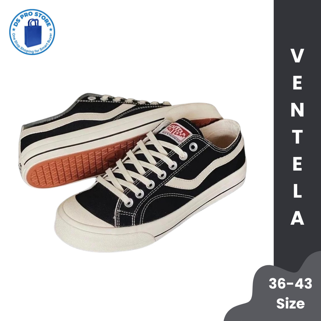 SEPATU VENTELA HITAM PUTIH I SEPATU PRIA DAN WANITA I Sepatu Sneakers ventela l Sepatu Ventela Low