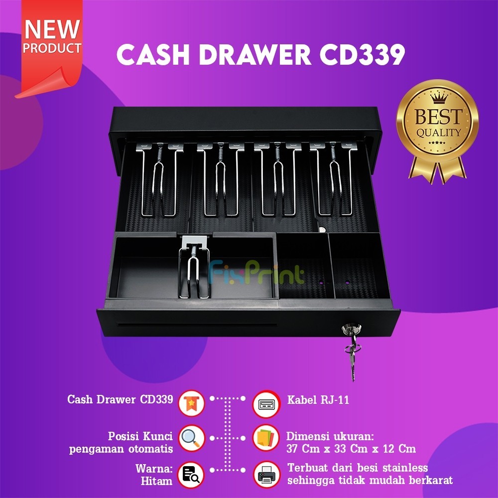 FixPrint FixPrint Cash Drawer Iware CD-339 RJ11 Laci Kasir 5 Slot Kertas 2 Slot Koin New | Cash Draw