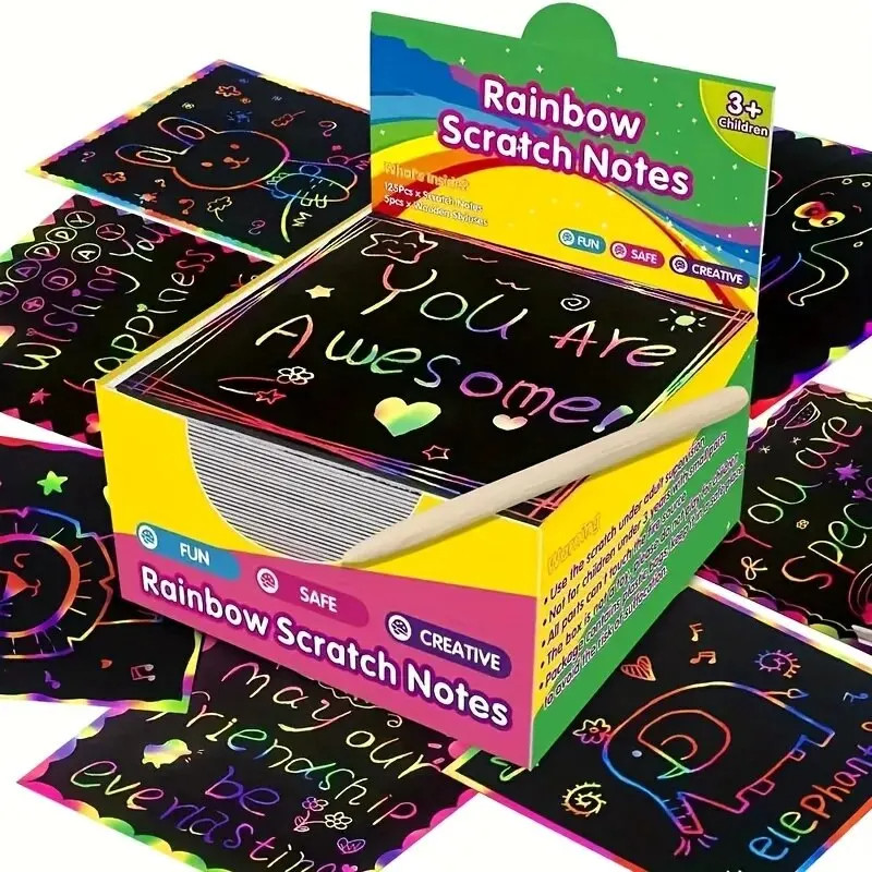 

125 Scratch-Off Pad Cards Rainbow Scratch-Off Mini Art Notes Great Crafts For Kids And Teens Rainbow Scratch Art For Kids