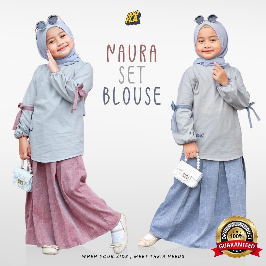 SabilaMall - Busana Muslim Anak Perempuan Naura Set Blouse by Hooflakids