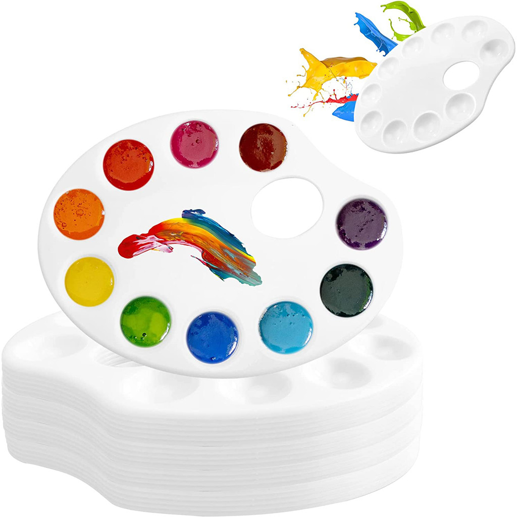 

Oval Classic Color Palette With Thumb Holes Watercolor Gouache Palette Artist Children Color Mixing Tray Painting Art Supplies