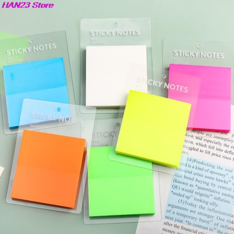 

50Sheets Transparent Sticky Notes Waterproof Colorful Clear Memo Pad Self Adhesive Memo Message Reminder Office School