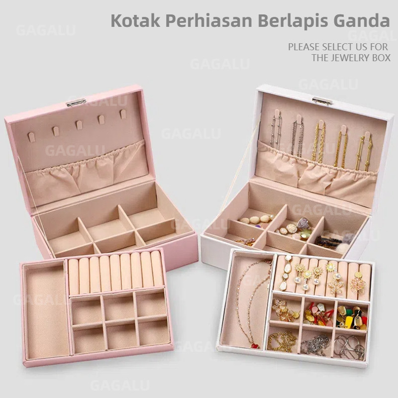 GAGALU Display 2 Layer Kotak Perhiasan Kotak Penyimpanan Perhiasan Kotak Penyimpanan Tempat Perhiasa