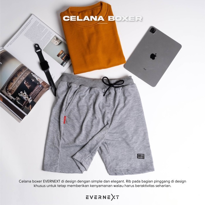 Celana Boxer Pria Celana Pendek Santai Pria Celana Jogging Running - GREY, XL