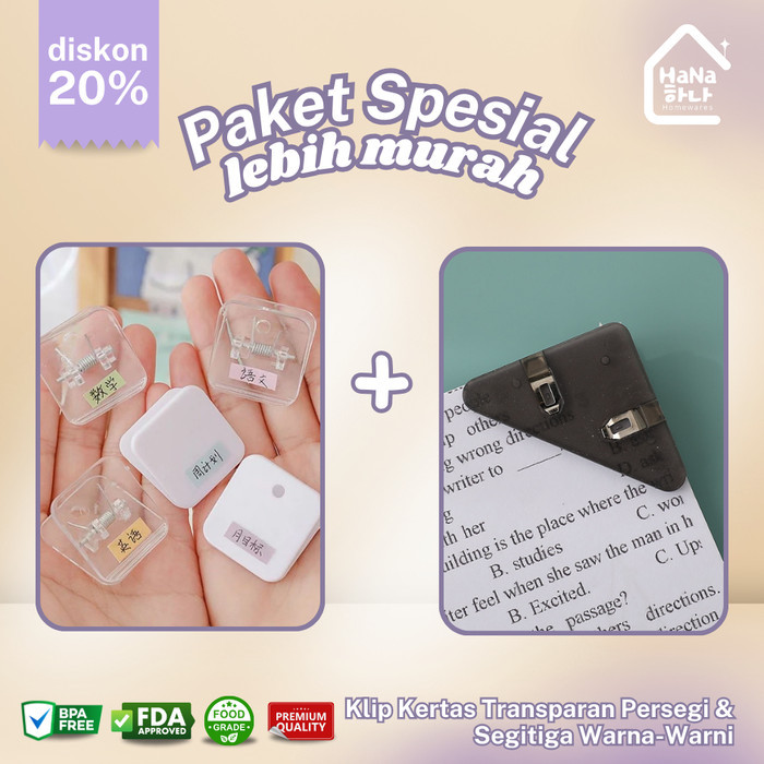 

Klip Kertas Transparan Persegi & Segitiga Warna-Warni (Bundling)