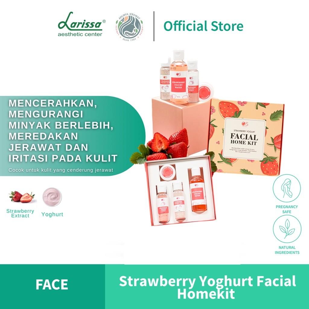 Larissa Strawberry Yoghurt Facial Home Kit- Perawatan Facial Treatment Dirumah