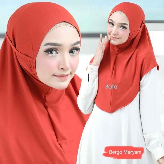 Jilbab Instan Bergo Maryam Non Pet Tali belakang Jersey Super Premium