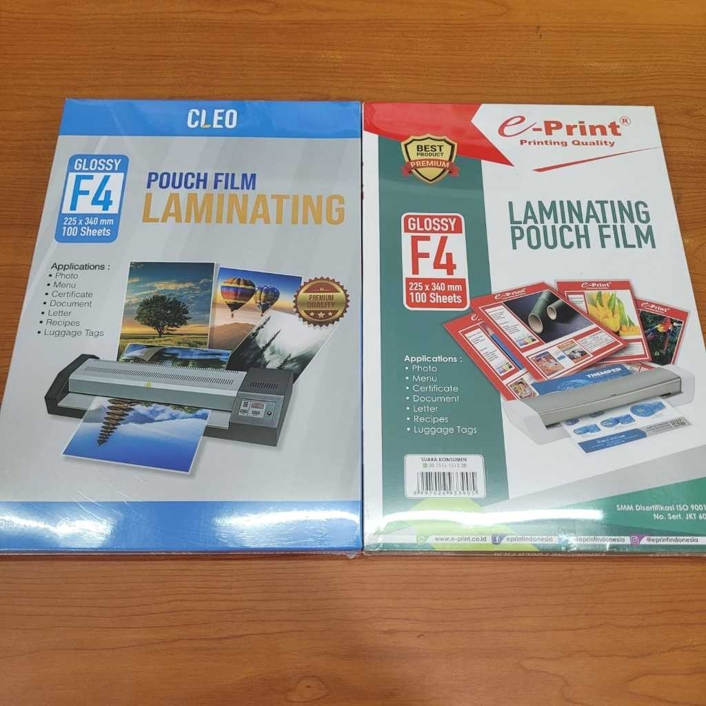

Plastik Laminating / Laminating Film A4 & F4 Merek E-Print & Cleo Isi 100 Lembar -AMR