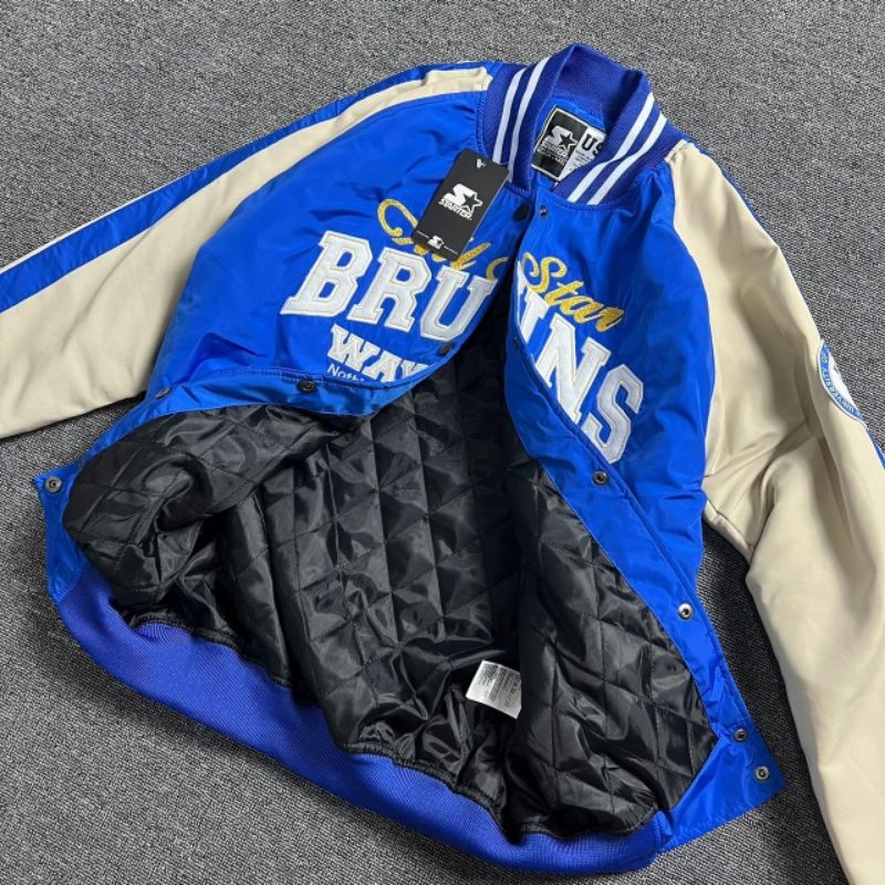 VARSITY BULLS STARTED VARSITY PRIA WANITA VARSITY BRUINS TERBARU JAKET BOMBER BOMBER VARSITY JAKET B