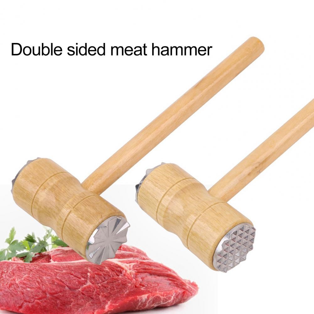 26cm Meat Hammer Double-sided Meat Tenderizer Hammer Wooden Long Handle Steak Chicken Beef Poultry P