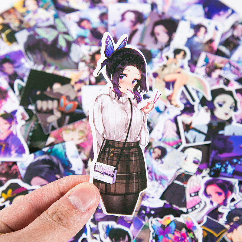 

60PCS Demon Slayer Kochou Shinobu Sticker Anime Waterproof Sticker Notebook Suitcase Refrigerator Water Cup Decorative Sticker
