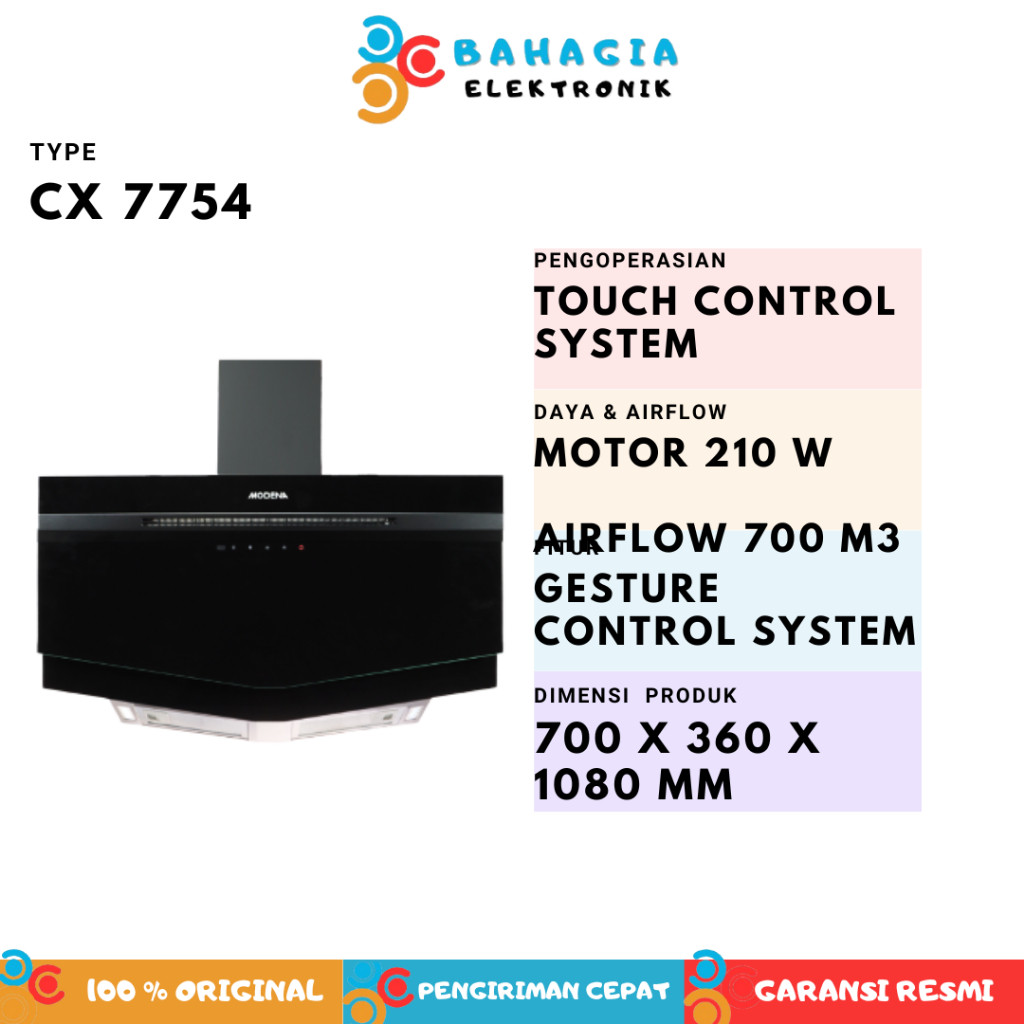 Modena CX 7754 - penghisap asap kompor wall chimney