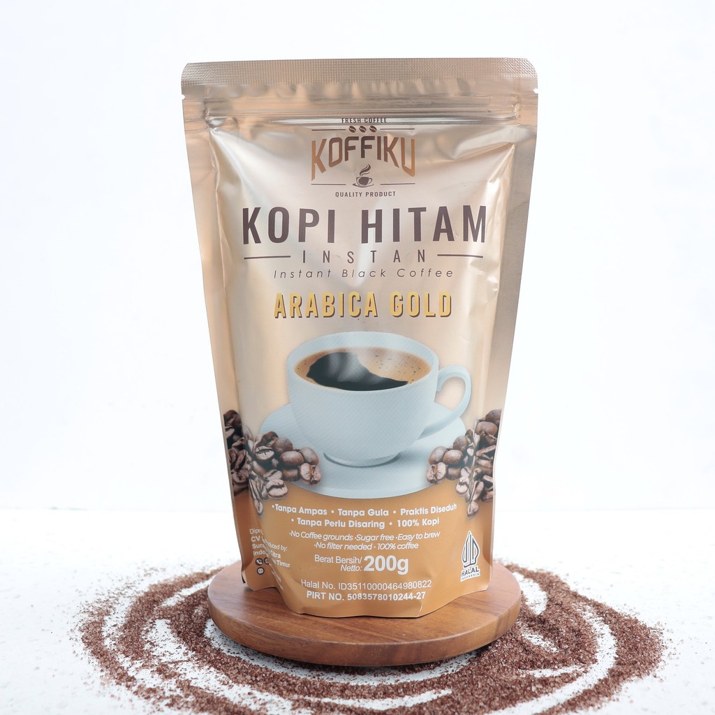 

200g ARABICA GOLD biji premium Kopi Hitam Tanpa Ampas - KOFFIKU - Indokopi
