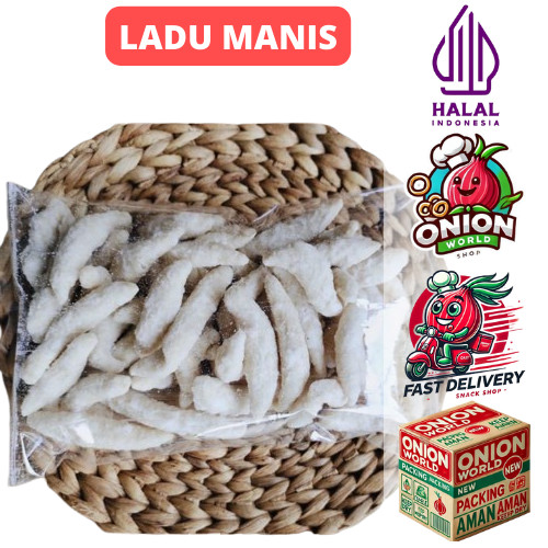 

UWD KUE TELUR GABUS MANIS 100gr Ladu Manis Ladu Bulat Manis Warna Ladu Arcon Kue Telur Gabus Manis