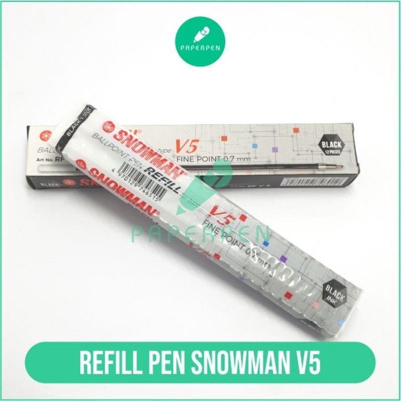 

(PRO_ATK) (Pak) Refill Bolpoint Snowman V5 Hitam