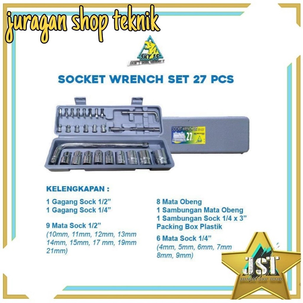 kunci SOCKET SET 27pcs / socket wrench set 27pcs