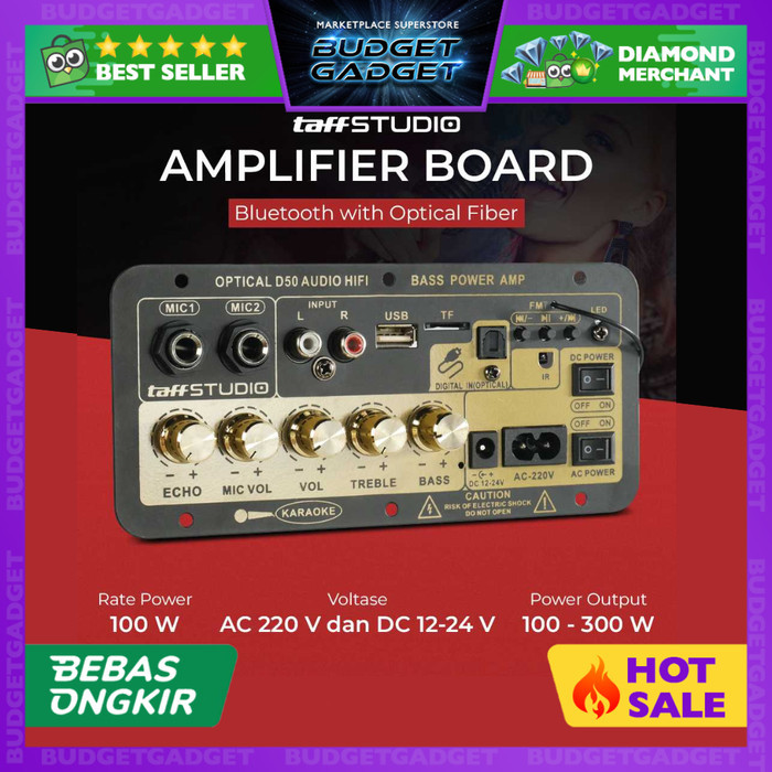 TaffSTUDIO Modul Amplifier Board Karaoke Bluetooth Optical Fiber D50