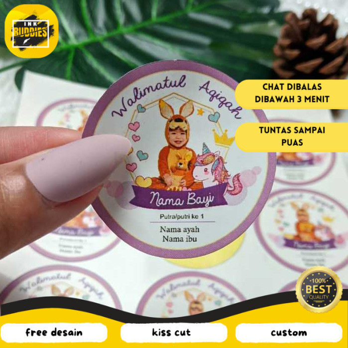 

INB 9-15 Cetak Sticker Aqiqah Anak Bayi Label Kikah Stiker Bulat Akikah Free Desain Uk.Besar