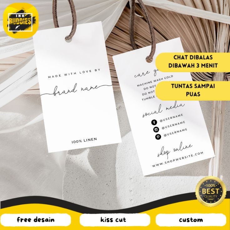 

INB 4 2-7 Hang Tag Custom Label Baju Hangtag Hijab Jilbab Pakaian Thrift Per A3 Free Desain