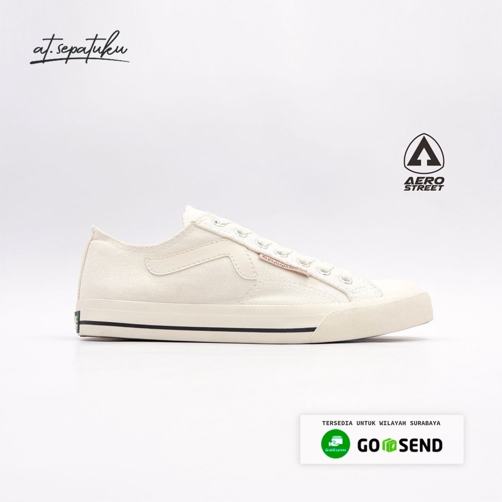 Aerostreet Sepatu Sneakers Casual Sekolah Olahraga Kanvas Pria Wanita Jhosse Low Putih 37-44 Terlari