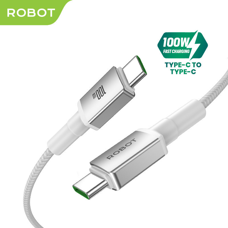 PROMO ROBOT Type C to Type C Data Cable 100W Fast Charging 1M 480Mbps Data Transfer E-Mark Smart Chi