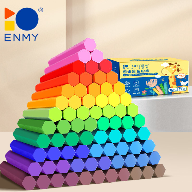 

ENMY Kapur Papan Tulis Blackboard Warna Color Chalk Putih White Chalk 48pcs - 1 Box