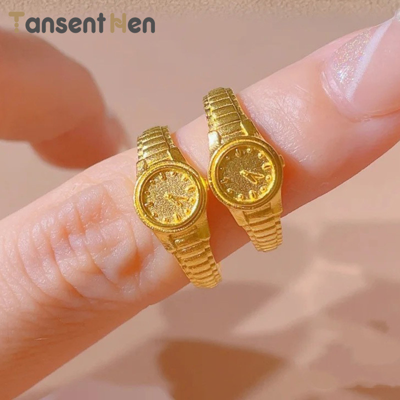 COD Murah Cincin Jam Emas Kecil Pembuka Cincin Pria Cincin Kreatif Punk Cincin Disesuaikan Grosir