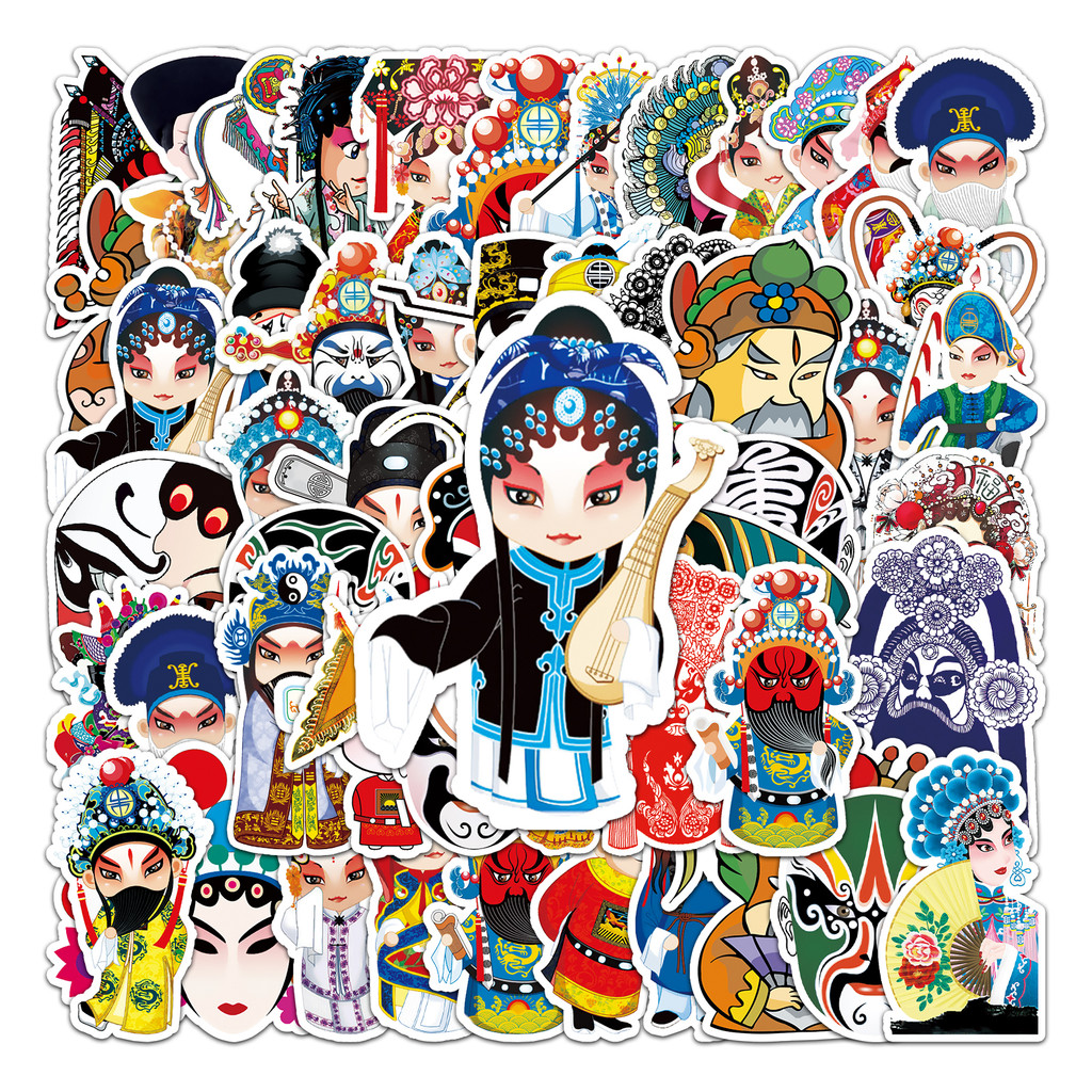 

50Pcs Chinese cultural opera series Cartoon Cute Waterproof Sticker Skateboarding Snowboard Retro Vinyl Sticker
