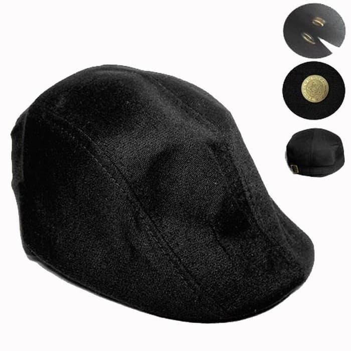 Topi Flat Cap / Topi beret/ Koran Pria Dan Wanita - Hitam