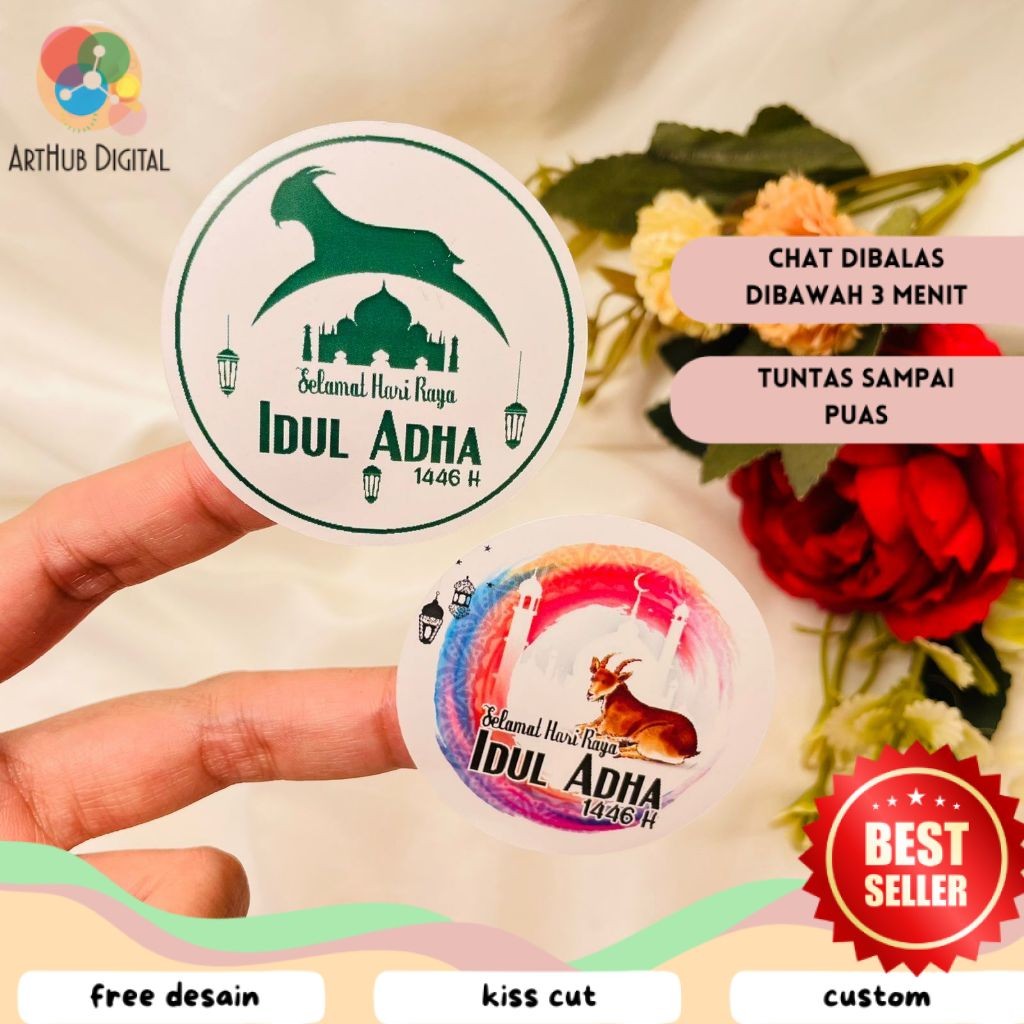 

AHD 2-4 Sticker Hampers Eid Bulat Sticker Selamat Hari Raya Idul Adha Free Desain Custom
