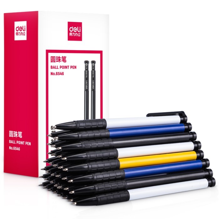 

[[PROMO]] Deli Rectractable Pen/Pulpen Cetek 0.7 mm 36 pcs Hitam/Biru/Merah 6546 - Hitam