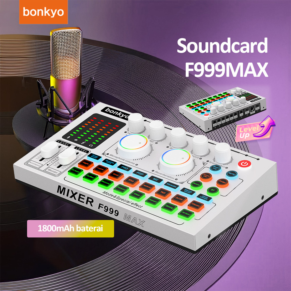 Bonkyo F999MAX sound card live broadcast equipment full set Bluetooth live sound card F999 soundcard