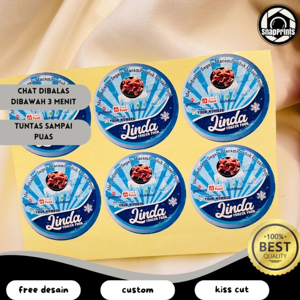 

SP 9-15 Sticker Cetak Label Frozen Food Makanan Beku Bulat Chromo Stiker Custom Nama Brand